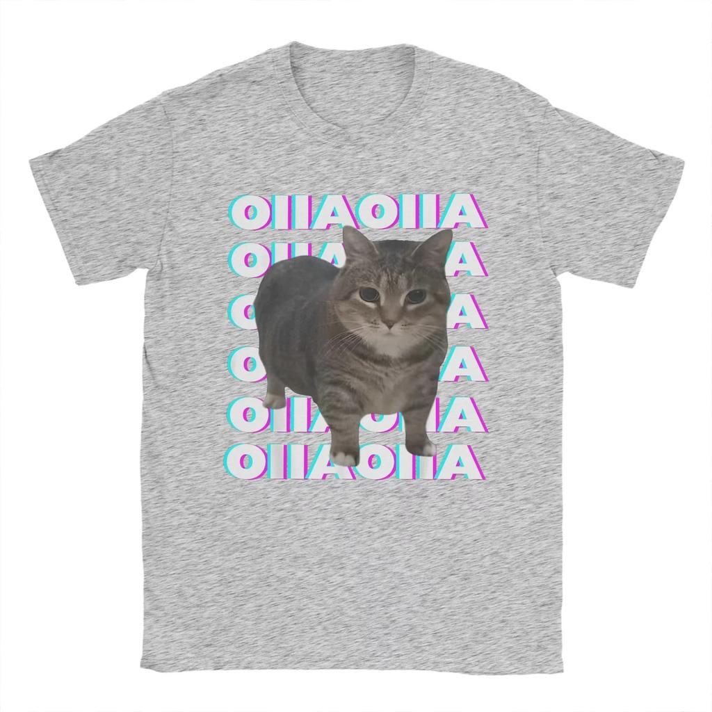 OIIA OIIA Spinning Cat Meme Glitch Disco Men Women Oversize T Shirt Funny Trendy Tees Short Sleeve Round Collar T-Shirt Cotton