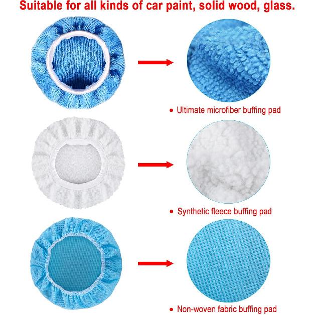 SIQUK 12 Pieces Car Polisher Pad Bonnet 5-6 Inch Polishing Bonnets Microfiber Waxer Bonnet Polishing Pad Bonnet Buffing Pad Cover Buffer Bonnets For