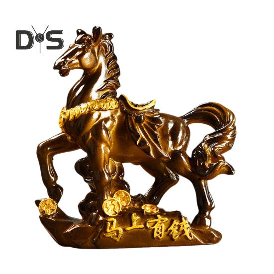 

Скульптура для чайного питомца из смолы, меняющая цвет, украшение в виде лошади, высокая температура, денежный символ, основа для домашнего декора для чайной церемонии, демонстрация богатства зелёный