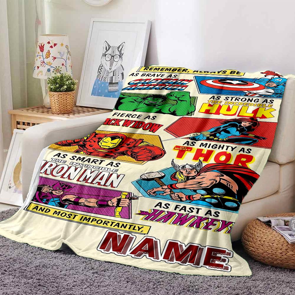 Custom Name Iron Man: Hero's Journey Blanket for Couch & Bed, Plush Cozy Fuzzy Blanket Super Soft & Warm Blankets for Fall and Winter. 090810