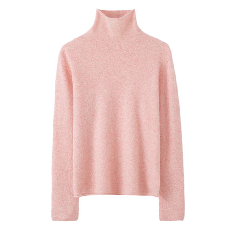 Lekasha Women's 100% Pure Cashmere High Neck Seamless Knit Jacket for Autumn and Winter