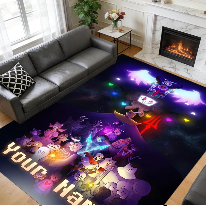 Crystal Velvet Rug Custom Name Text, Soft Non Slip Floor Mat Home DecorUndertale