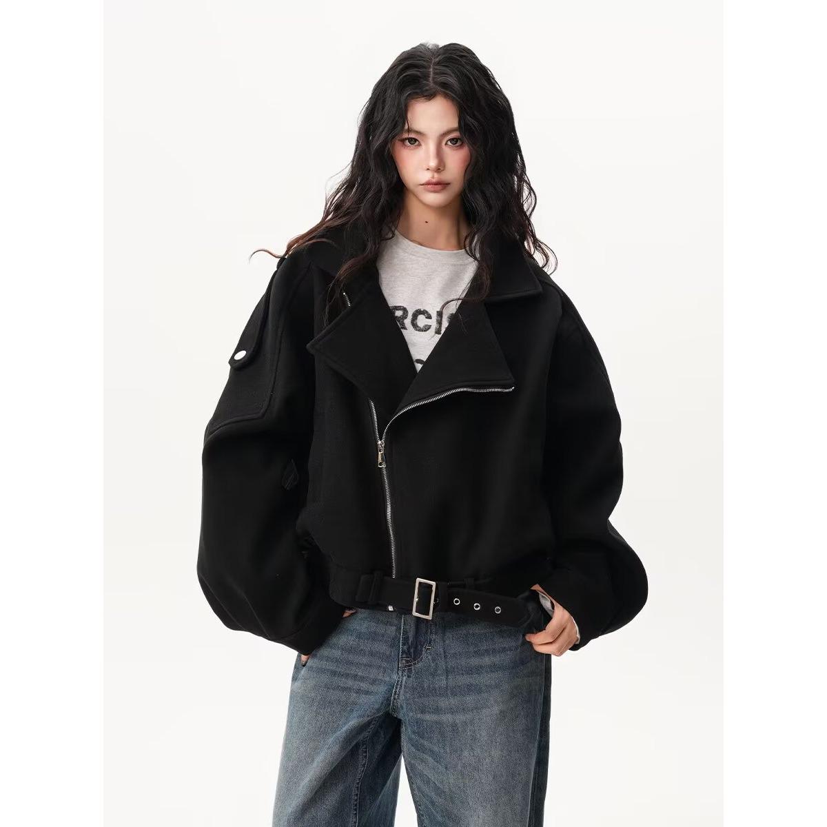 Women s Winter Thickened Wool Coat - Stylish & Short XL чёрный