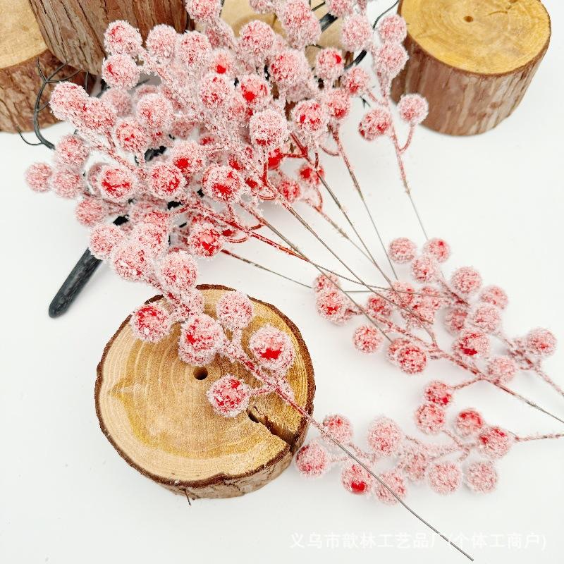 Christmas Red Fruit Simulation Flower Decoration Red Berry Fake Flower Decoration 15pc