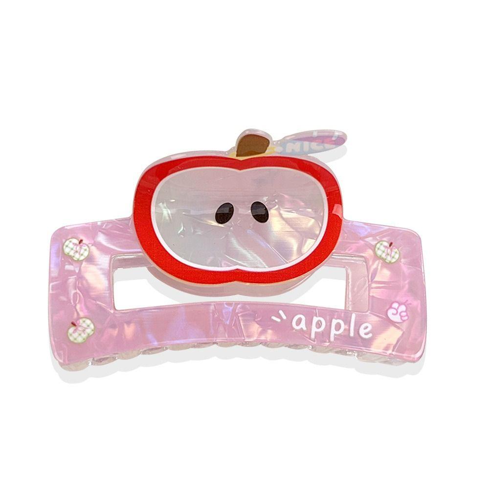 Cute Fruit Acetate Claw Clip Sweet Ponytail Shark Clip Lovely Strawberry Shark Clip  Girls
