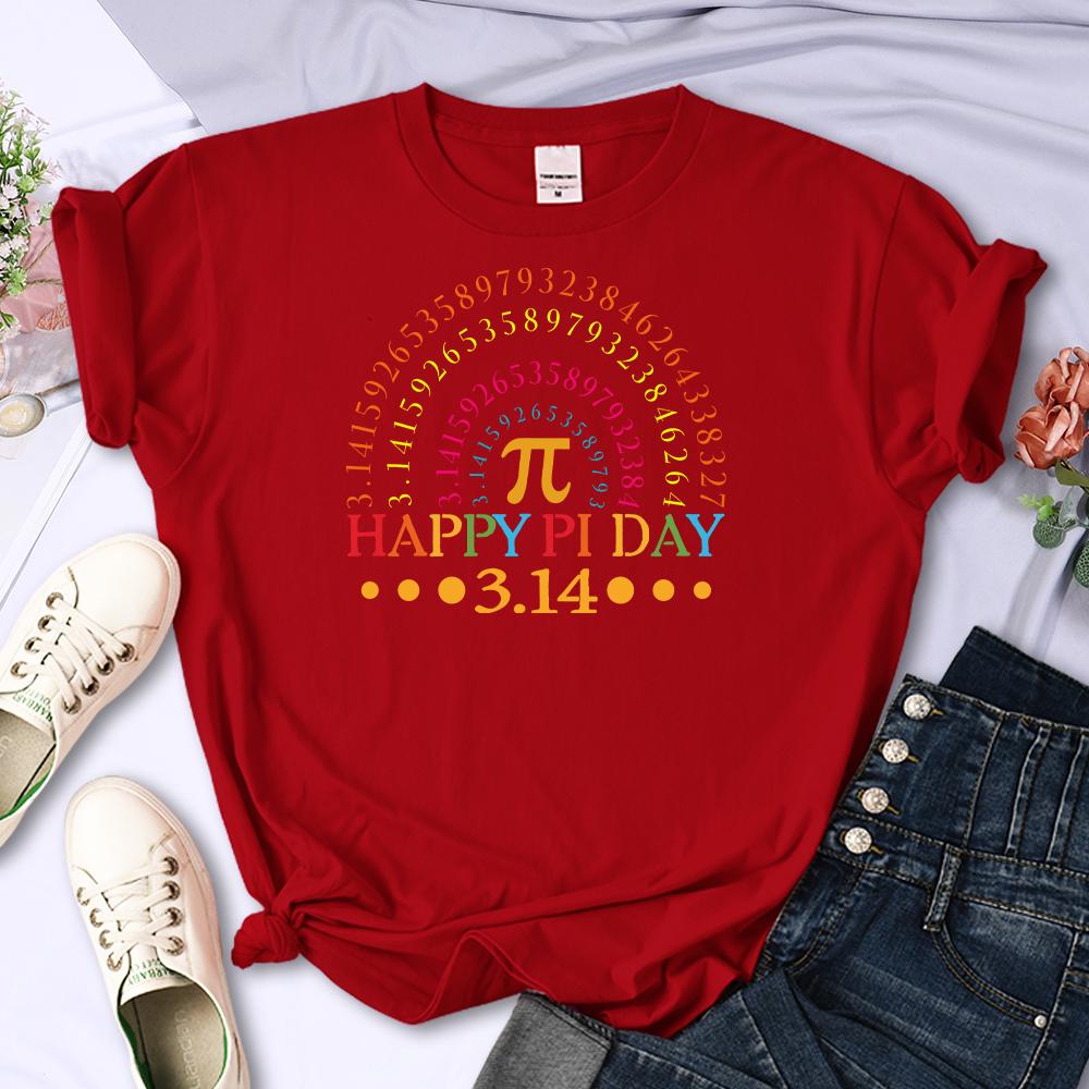 

Happy Pi Day 314 Mathematics Math Teacher Rainbow Printing Woman TShirts Comfortable Creativity Tops Casual Womens Tee Shirt S