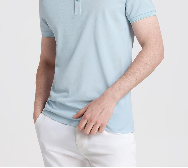 [Cool/Breathable] Langdeng Men's Short Sleeved Collar T-shirt New Summer Casual Business Solid Color Polo Shirt