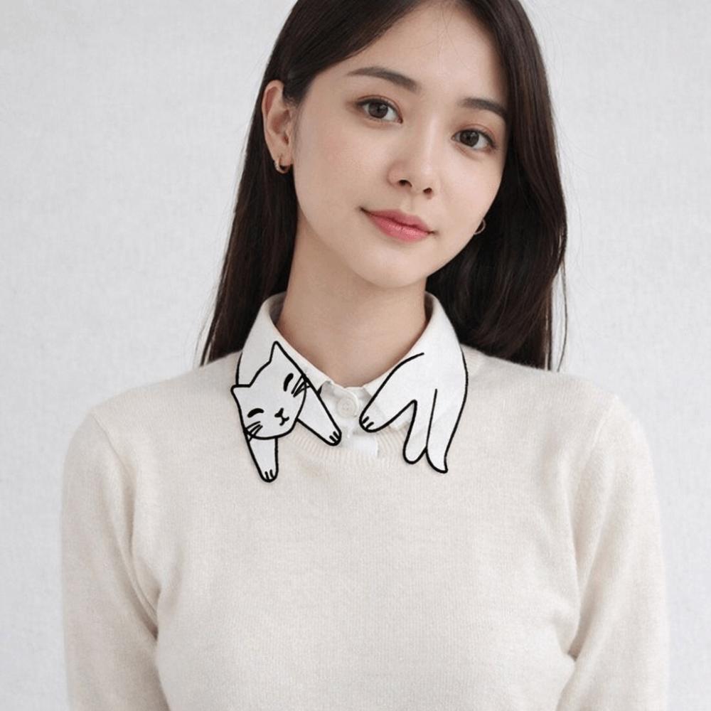 Slim Cat Fake Collar Cartoon Detachable False Collar Fashion Base Layer Top Weater Decorative