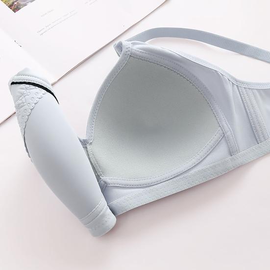 Sutiã feminino sem fio macio respirável anti-agarramento seios strass decoração elástico fecho nas costas suporte alça de ombro larga sutiã mãe de meia idade