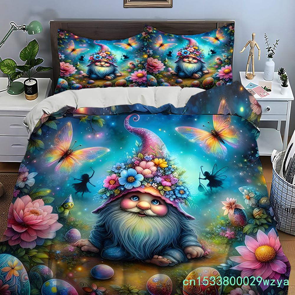 Weihnachtsgnom-Druck Bettwäsche-Set Bettbezug 1 Bettbezug 2 Kissenbezüge Bettwäsche-Set für Erwachsene und Kinder Luxuriöse Weihnachtsgeschenke