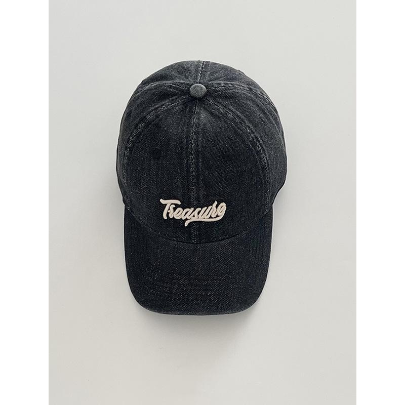 Baseball cap women's four seasons versatile heavy industry washed old embroidery cap deep top big head circumference hat men show small face