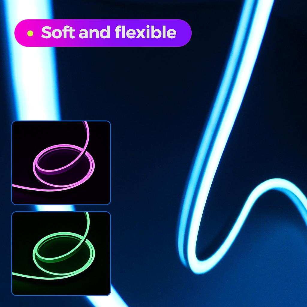 10 m USB-RGB-LED-Neonlichtstreifen, 5 V, 72 LEDs/m, Silikon-Bluetooth-Seil mit Fernbedienung, APP-Musiksynchronisation, wasserdichtes TV-Hintergrundbeleuchtungsdekor