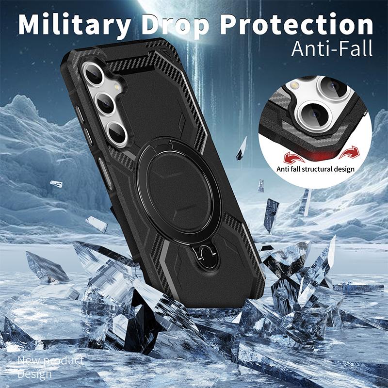 Magnetic Armor Phone Cases For Samsung S25 S24 S23 Plus  S21 Ultra FE For Galaxy S22 Wireless Charging Stand Protection Cover Funda