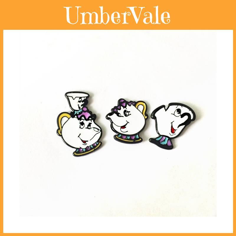 Encantadores Brincos de Bule da Bela e a Fera, Personagem de Desenho Animado, para Mulheres