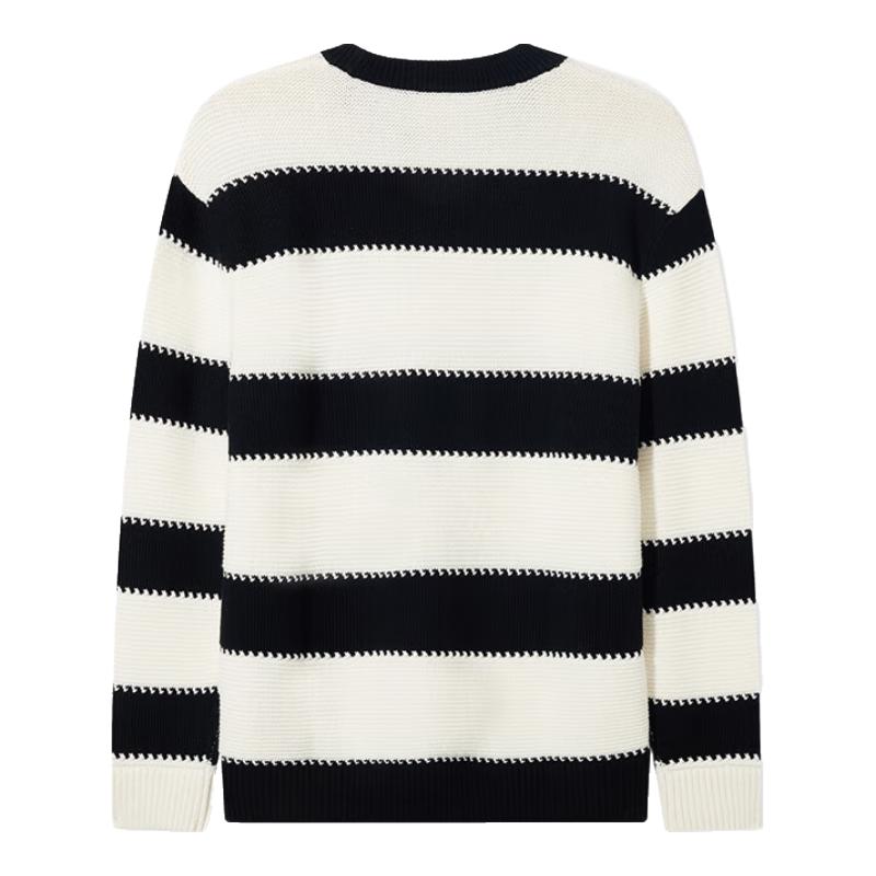 

Cabbeen Striped Letter Embroidered Knit Cardigan XL