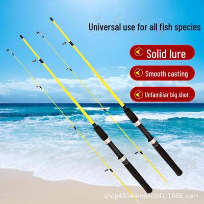 Canna da pesca per bambini con manico dritto per piccole esche, canna in fibra di vetro plug-in a taratura rigida.