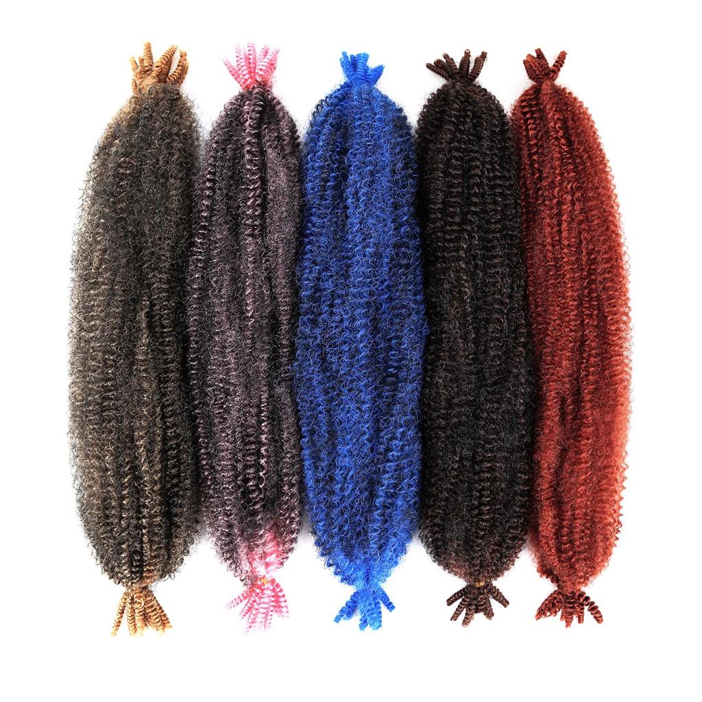 Springy Afro Twist Black Synthetic Crochet Hair Marley Twist Curly Braiding Hair Extensions DIY Wigs For Women Ladies