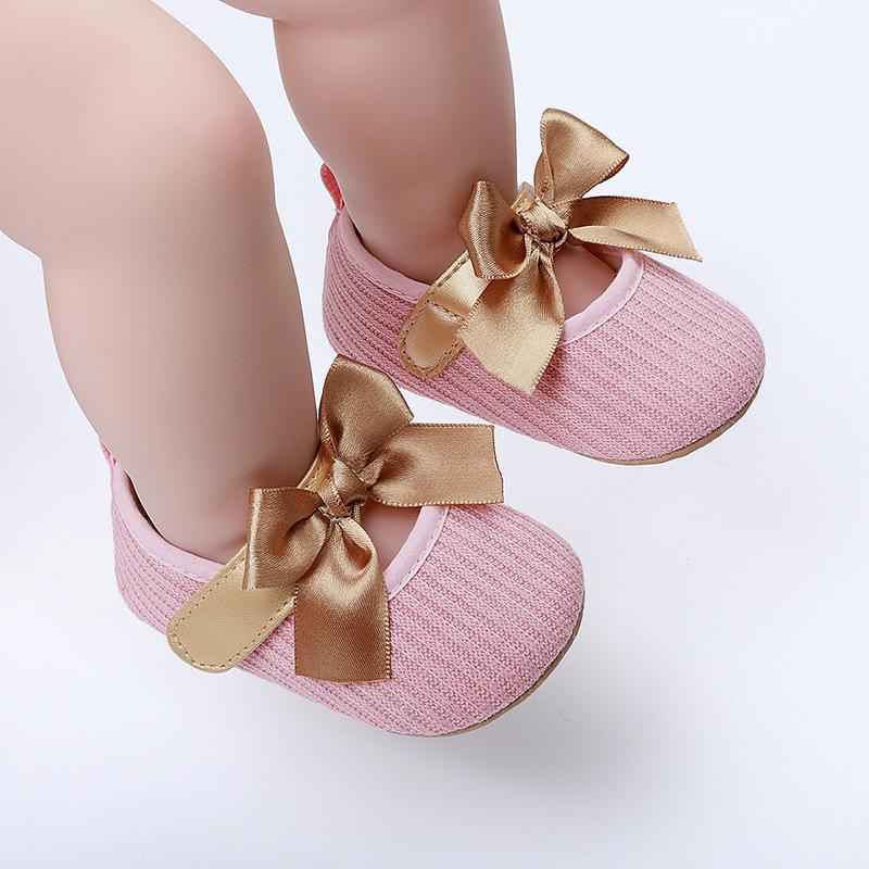 Comfortable Baby Bowknot Shoes with Magic Tape, Super Soft for Newborns and Toddlers Aged 0-1 Year