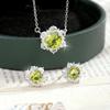 Natural Crystal Stone Jewelry Set, S925 Pure Silver Necklace for Women, Olivine Pendant, Niche Collarbone Chain, Popular Accessories