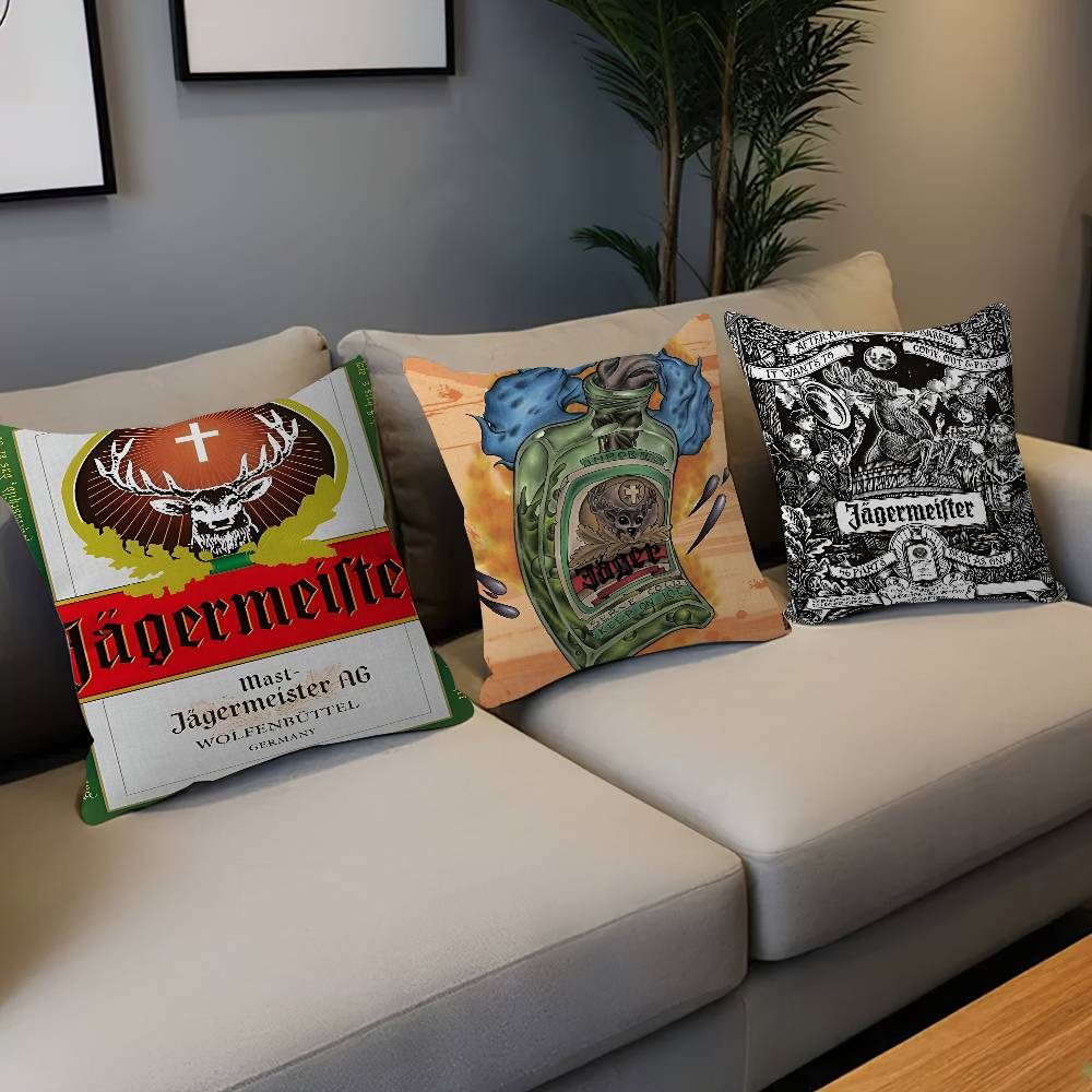 Classic Jagermeister Tin Sign Bar Pub Cushion Cover Decorative Pillow Sofa Home Decor Case Pillow Cases