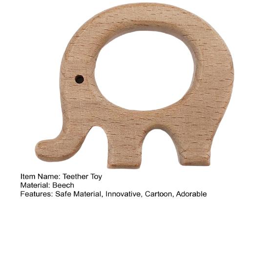 Wooden Baby Teether Toys Natural Beechwood Chew Toys for Infants Educational Teething Rings with Animal Shapes