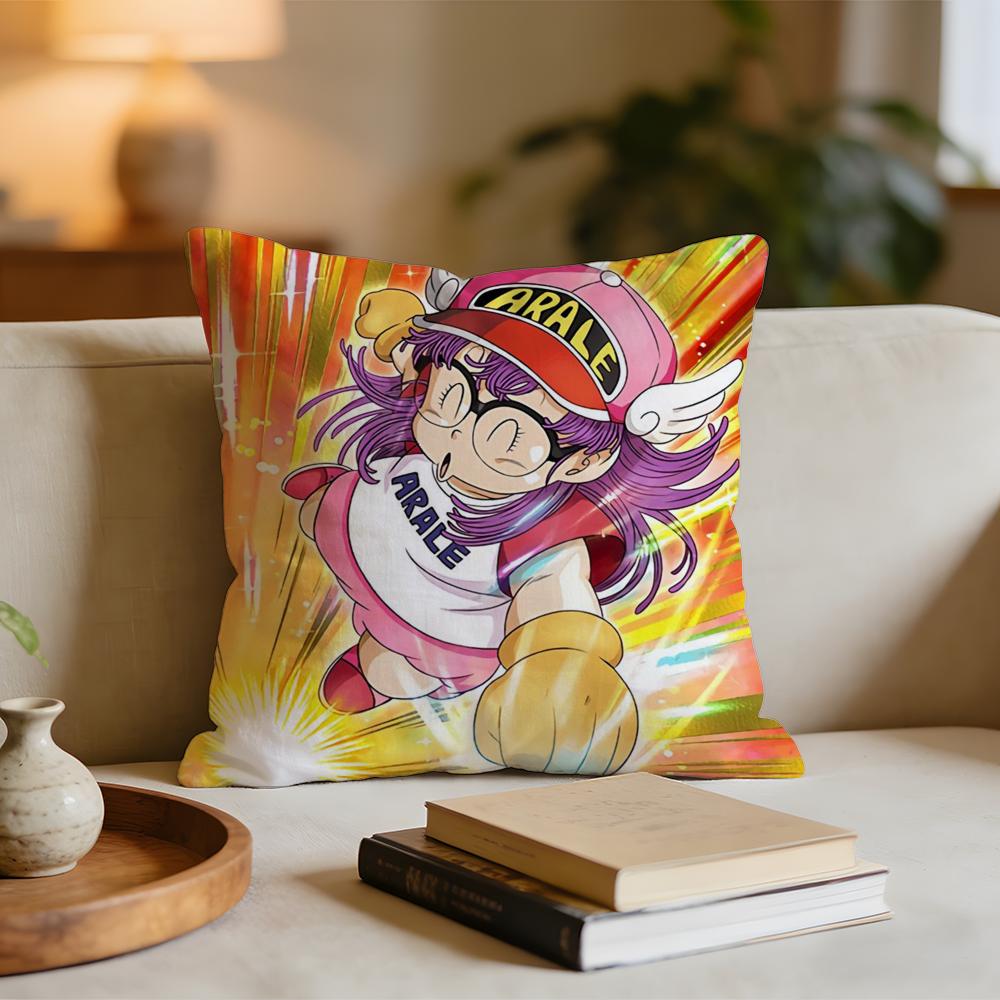 Cartoon Dr SSlump Arale Cushion Cover Short Plush Pillowcase for Bed Sofa Carwashable
