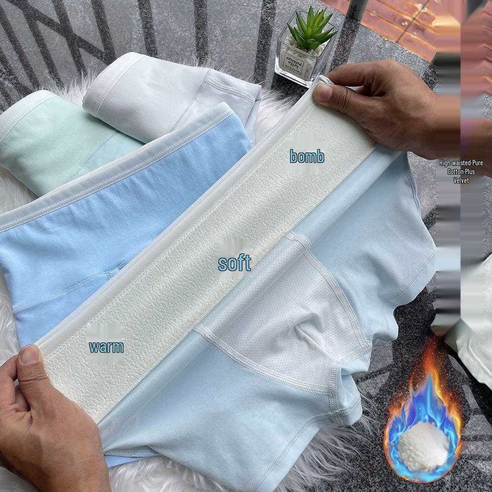 Winter Velvet Boys' High Waist Anti-Slip Boxer Briefs with Belly Protection