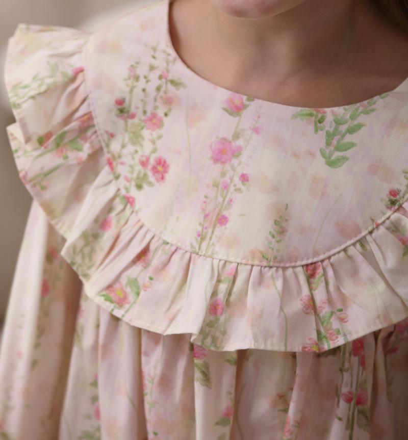 Korean Ruffle Lace Floral Dress for Girls - Autumn 2026 Sweet Princess Style
