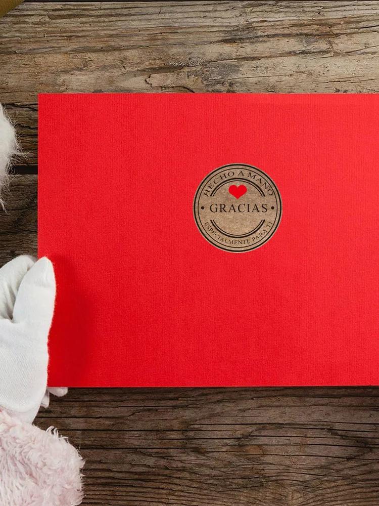 100-500pcs Multiple Styles Kraft Gracias Spanish Thank You Labels Stickers Handmade Scrapbooking Stationery Sticker