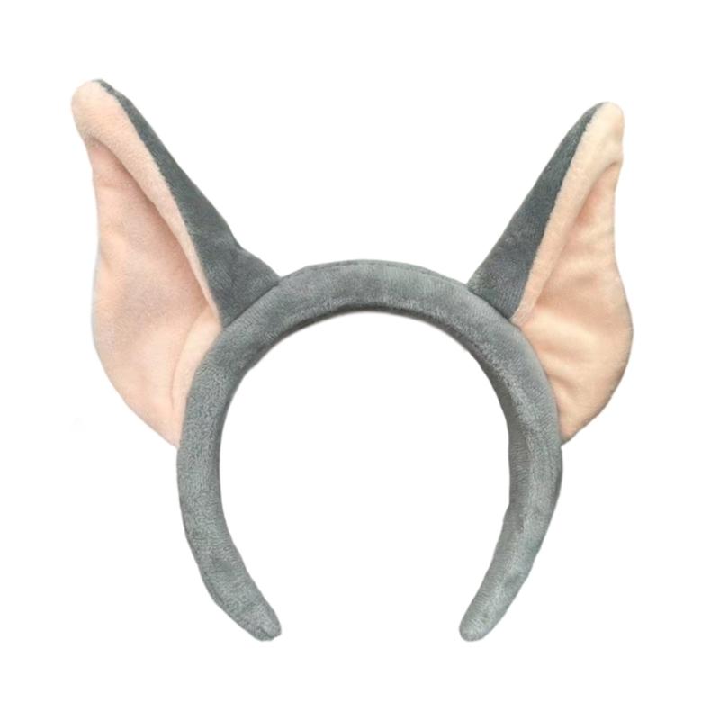 Furry Animal Ear Hairband NonSlip Comfortable Hairband For Children Adult Carnivals Cosplay Event Women Face Washing серый