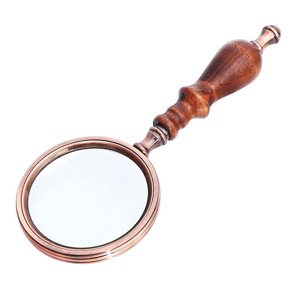 Wooden Handle 10X Microscope Reading Jewelry Magnifiers Vintage Magnifying Glass Handheld