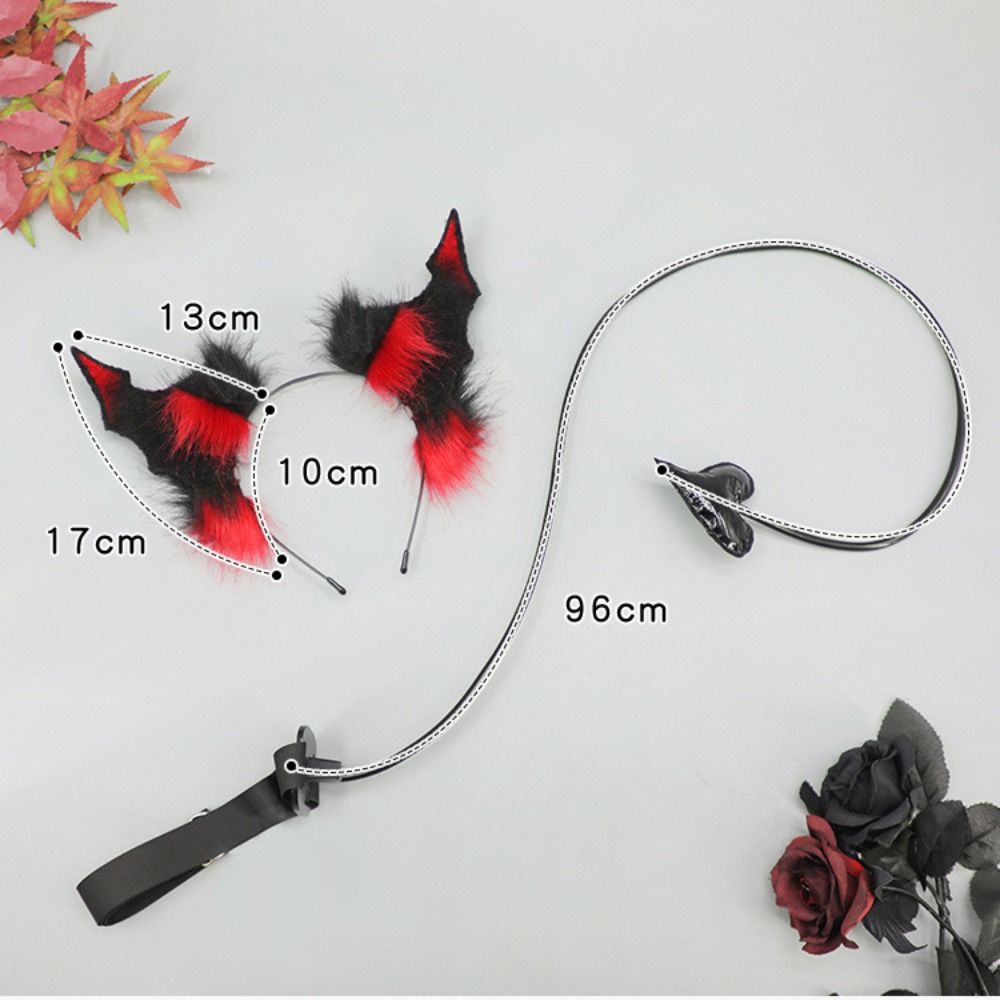 Black Demon Tail Prop Dark Gothic Cosplay Costume New Demon Horns Headband Party