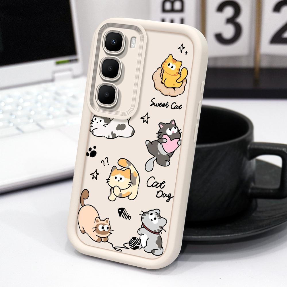 Playing Cute Cat Phone Case For Infinix Hot 60 60I 50 40 40I 30 30I 20 Pro Plus Play 4G 5G Staircase Soft Cover
