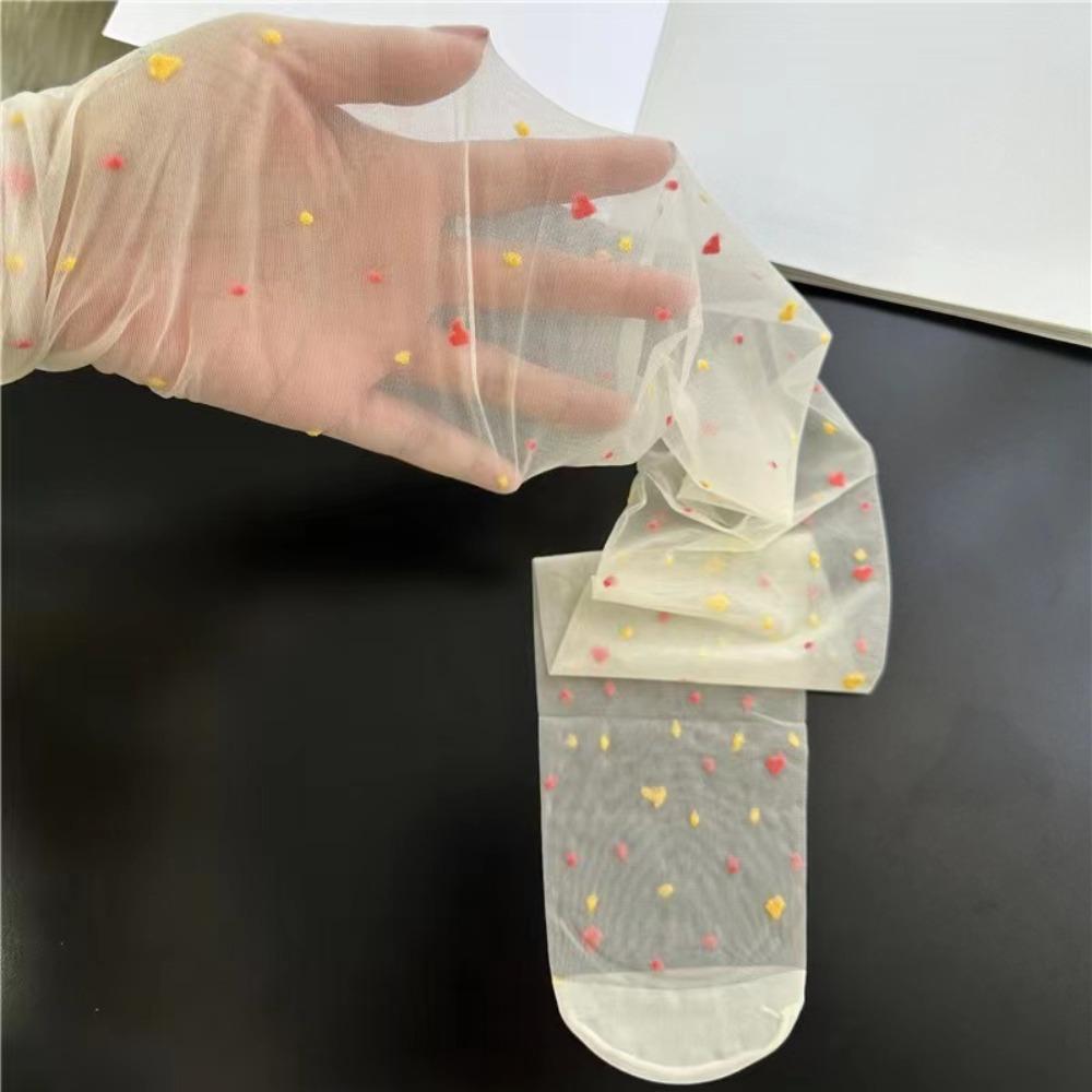 

2Pcs Dots Y2K Silk Stockings Heart Girls Silk Tights Fashion Color Spot Pantyhose Summer белый