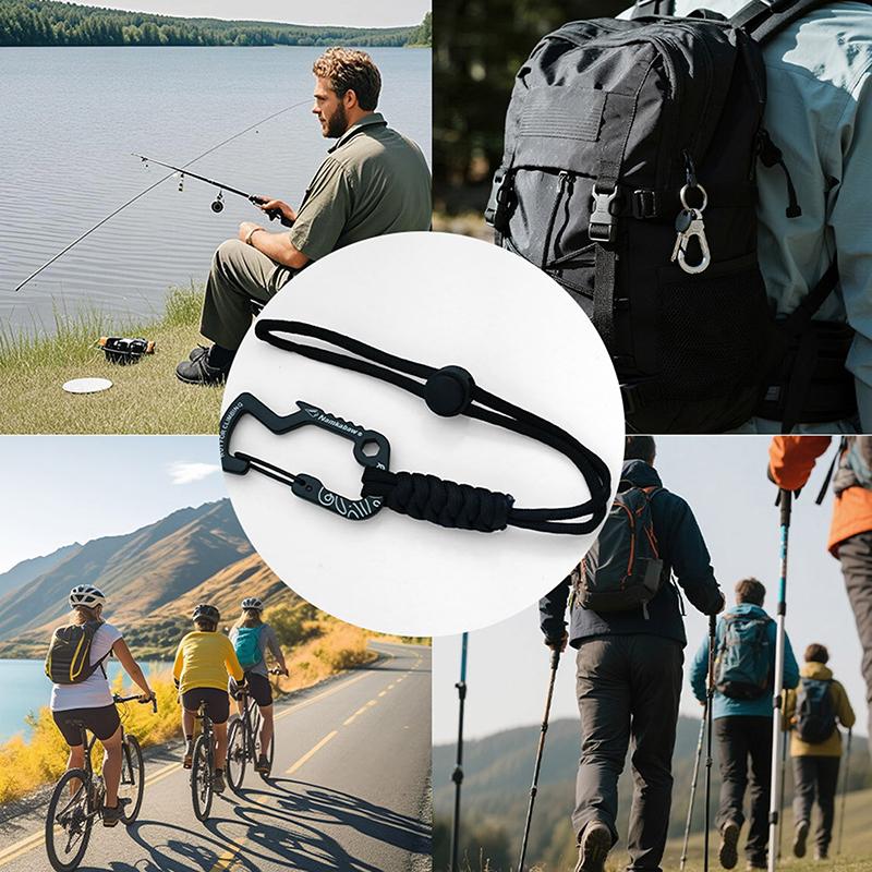Multifunctional Tactical Hook Carabiner With Paracord Keychain Anti-Loss Rope For Outdoor Camping Hiking Emergency Gear