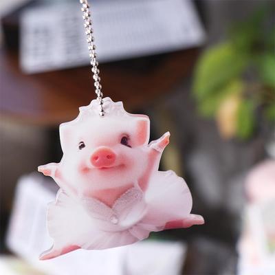Biker Pig 2D Piglet Key Chain Acrylic Fashionable Key Chain Pendant Cute Piglet Shape Car Interior Pendant Backpack Decoration
