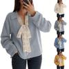Women's Comfortable Loose Fashionable Casual Solid Color Lace V-neck Solid Color Knitted Cardigan Jacket
