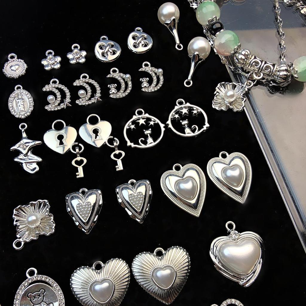 Cherry Moon Alloy Pendant Beaded Necklace & Bracelet DIY Kit