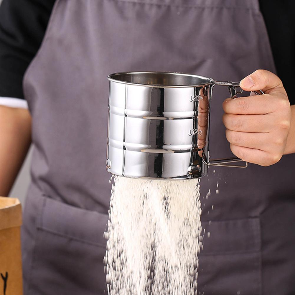 Stainless Steel Flour Sifter For Baking Powder Sugar Matcha Sifting Shaker Fine Mesh Flour Sifter Sieve Commercial-Grade Homemade Macarons