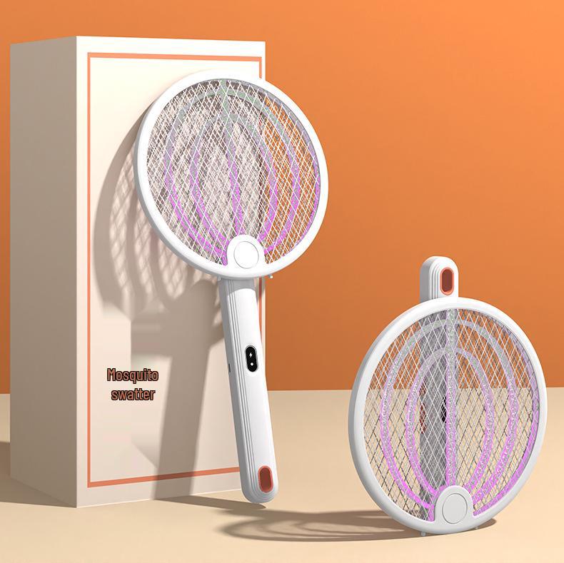 3-in-1 Folding Electric Mosquito Swatter & Lamp: Rechargeable, Multifunctional, Automatic Luring, Hangable Mosquito Killer.