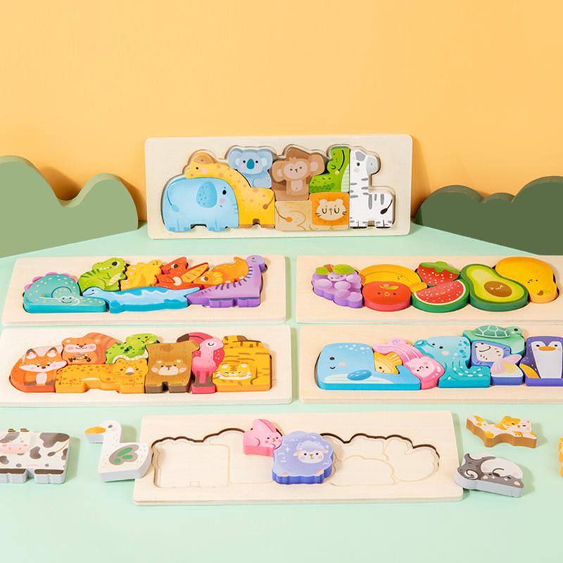Non-Toxic Baby Toy Wooden Jigsaw Puzzle Creative 3D Puzzle For Children'S Intelligence Development Ealy Educational Toy For Kids Gift