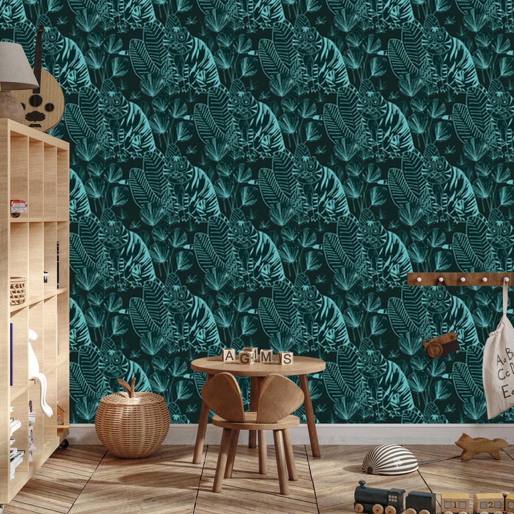 Tigers and Plants Wallpaper for Living Room and Bedroom 50x1000