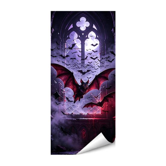 Black Cat Bat Owl Pattern Halloween Trash Can Sticker, Spooky Pumpkin Ghost Wheelie Bin Decal, Easy Apply Mural Waterproof Outdoor Garbage Sticker