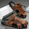 Big Size 46 Luxury Men Leather Slippers Sandals Comfortable Breathable Casual Shoes Men Fashion Sneakers Leisure Men Slippers Slides Footwear Male
