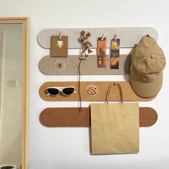 Felt Pin Board Strips Bulletin Board Home Office Wall Decor Self Adhesive Cork Board with Pins for Notes Photos Schedules