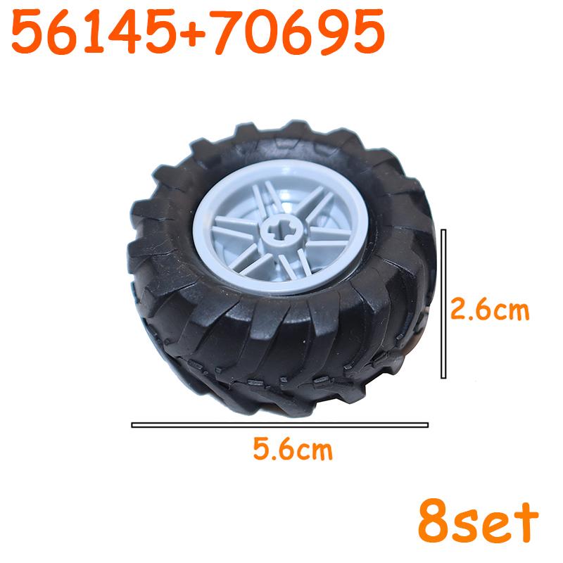 Technical Tire Wheel Car Truck Wheels Hub Block Bricks MOC Motorcycle Tyre Rim Brick Playset 56145 44309 86652 32019 15038 23798