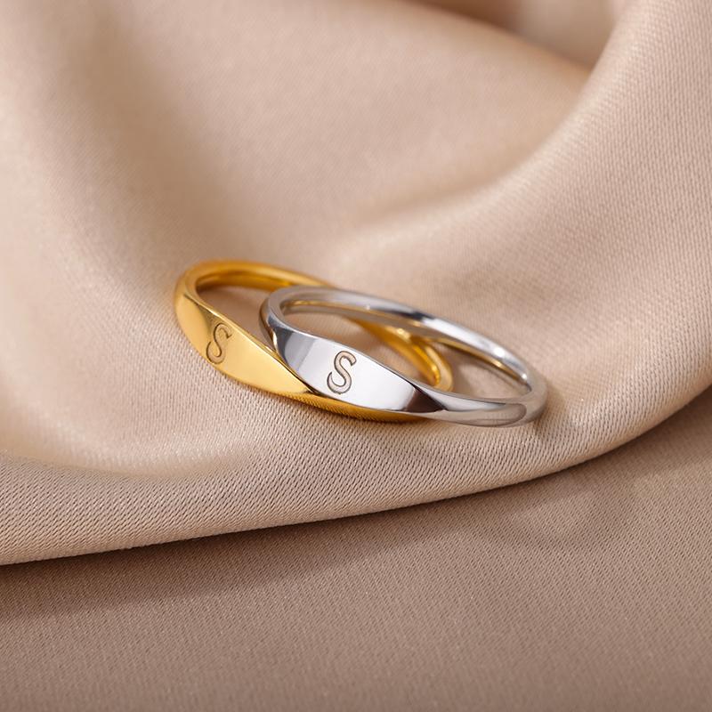 Initialen Ringen Voor Vrouwen Mannen Roestvrij Staal Initialen Ring A M K S Alfabet Naam Esthetische Bruiloft Sieraden Kerstcadeau