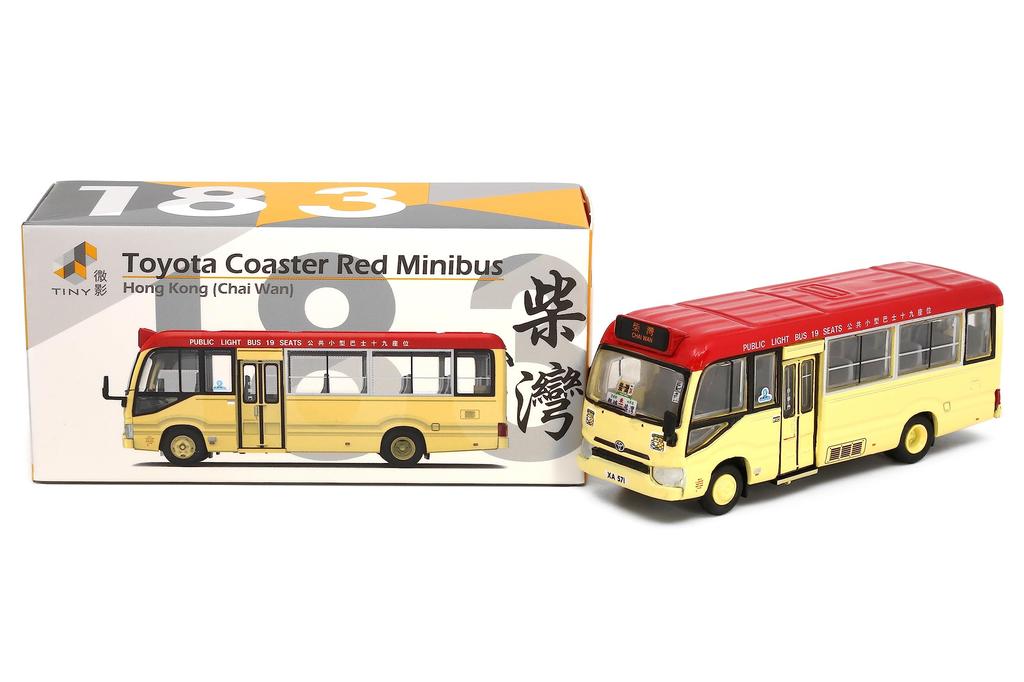 Tiny City Scale Toyota Coaster Minibus Red 1/76 No.183 (19 Seats) (Chai Wan)
