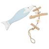 Wood Fish Decor Antique Engrave Safe Eco Friendly Pine Wood Light Blue Hanging Nautical Fish with