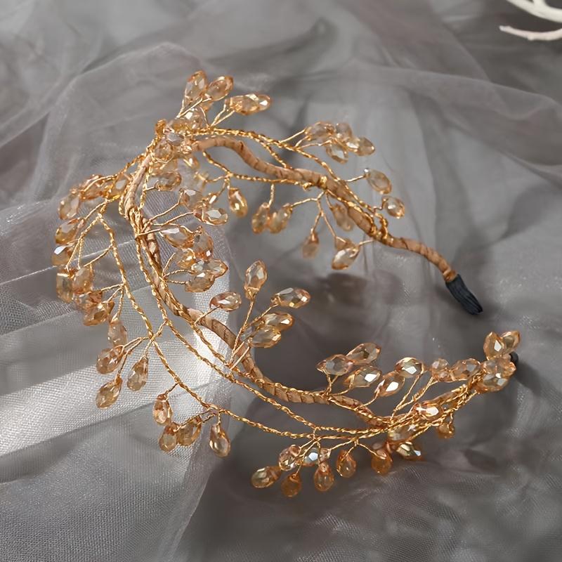 Handmade Black Crystal Branch Headband Female Fashion Elegant Mori Style Super Temperament Headband High-End Hair Clip